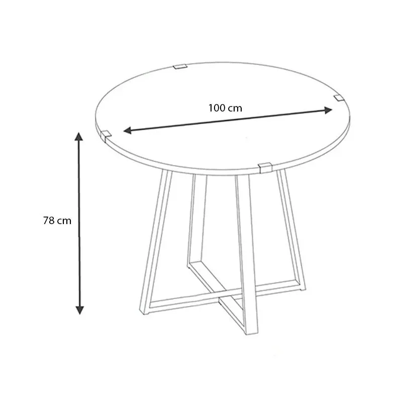 Σετ τραπεζαρία 5τμχ Rubes - Kevin Megapap χρώμα γκρι σκυροδέματος - ανθρακί Ø100x78εκ.