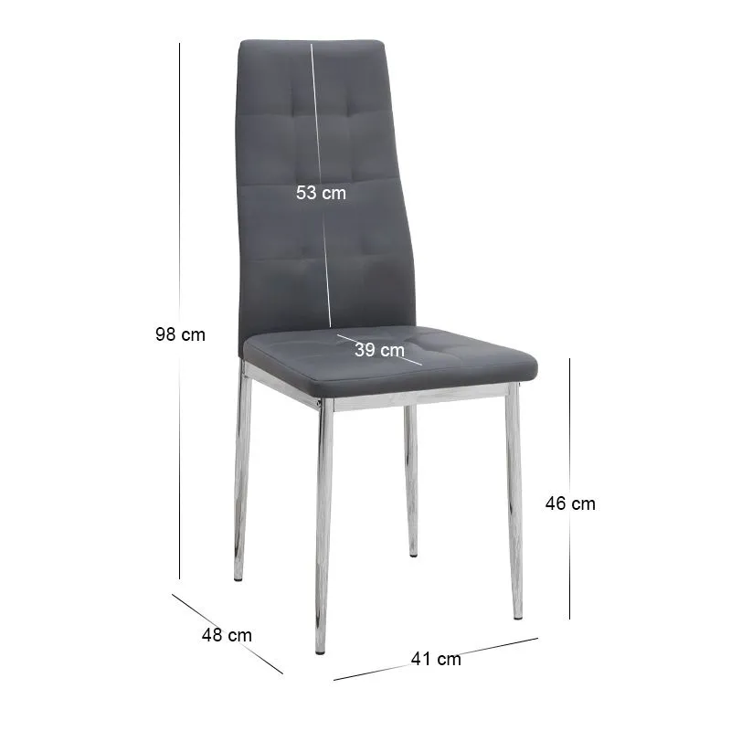 Σετ τραπεζαρία 5τμχ Allos - Rosa Megapap χρώμα sapphire oak - γκρι/χρωμίου πόδι 75x75x77εκ.