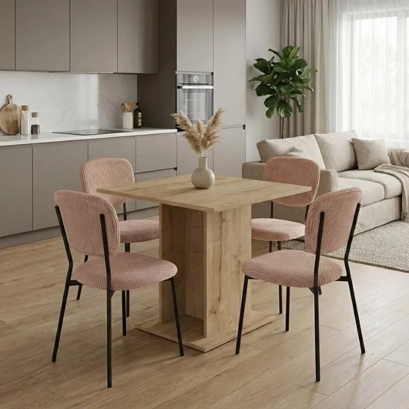 Σετ τραπεζαρία 5τμχ Allos - Kevin Megapap χρώμα sapphire oak - μόκα 75x75x77εκ.