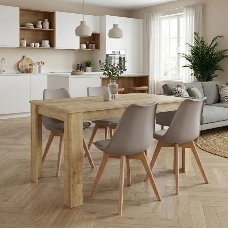 Σετ τραπεζαρία 5τμχ Darlen - Viva Megapap χρώμα sapphire oak - cappuccino 125x72x74εκ.