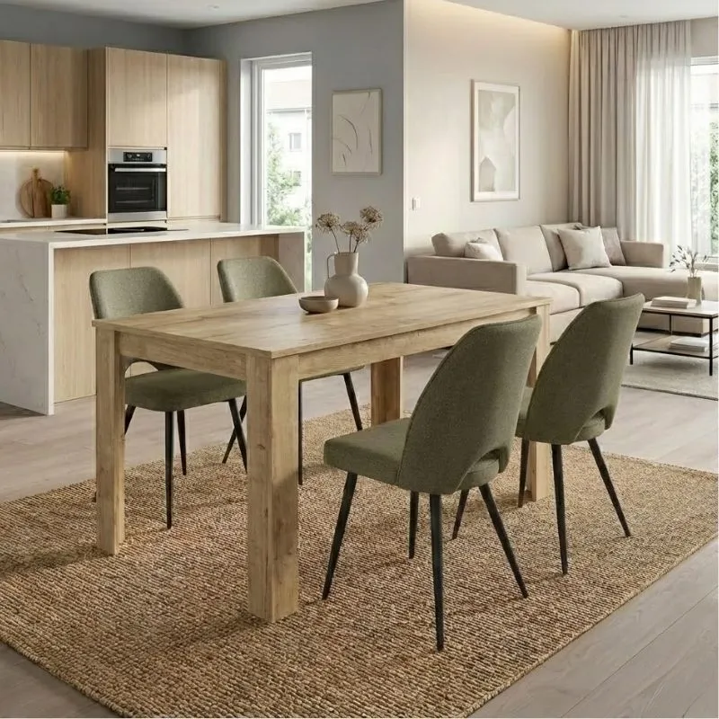 Σετ τραπεζαρία 5τμχ Darlen - Christy Megapap χρώμα sapphire oak - λαδί 125x72x74εκ.