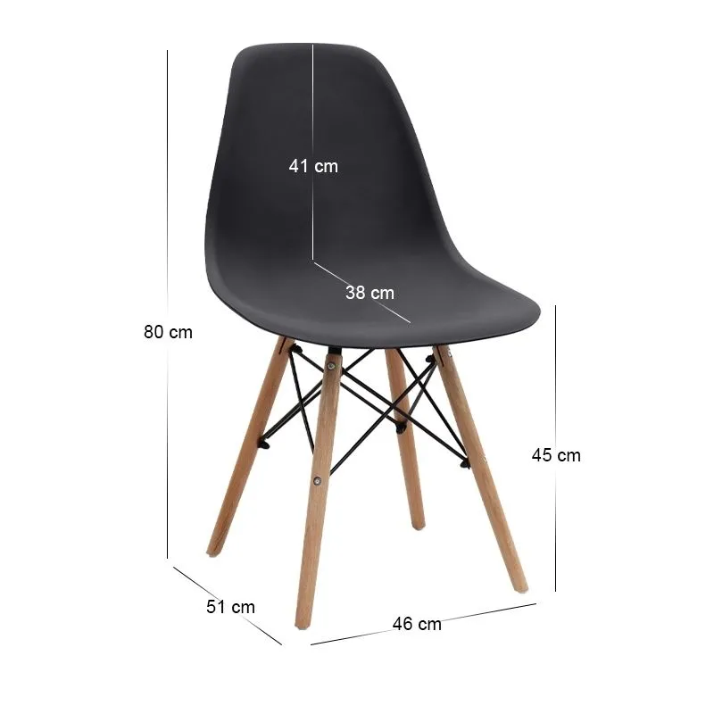 Σετ τραπεζαρία 5τμχ Darlen - Nova Megapap χρώμα λευκό - μαύρο 125x72x74εκ.