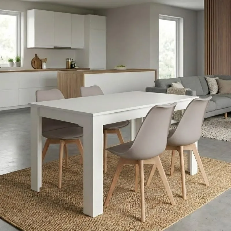 Σετ τραπεζαρία 5τμχ Darlen - Viva Megapap χρώμα λευκό - cappuccino 125x72x74εκ.