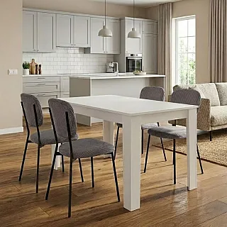 Σετ τραπεζαρία 5τμχ Darlen - Kevin Megapap χρώμα λευκό - γκρι 125x72x74εκ.