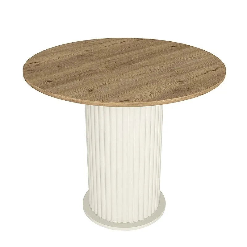 Σετ τραπεζαρία 5τμχ Bohema - Iris Megapap χρώμα ivory/sepet oak - γκρι Ø90x77,7εκ.