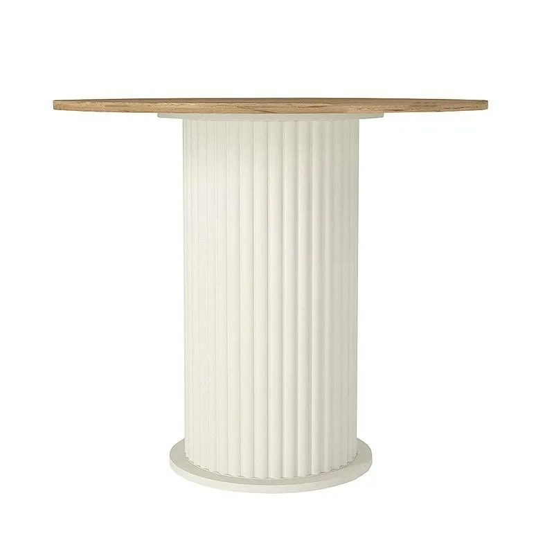 Σετ τραπεζαρία 5τμχ Bohema - Iris Megapap χρώμα ivory/sepet oak - γκρι Ø90x77,7εκ.