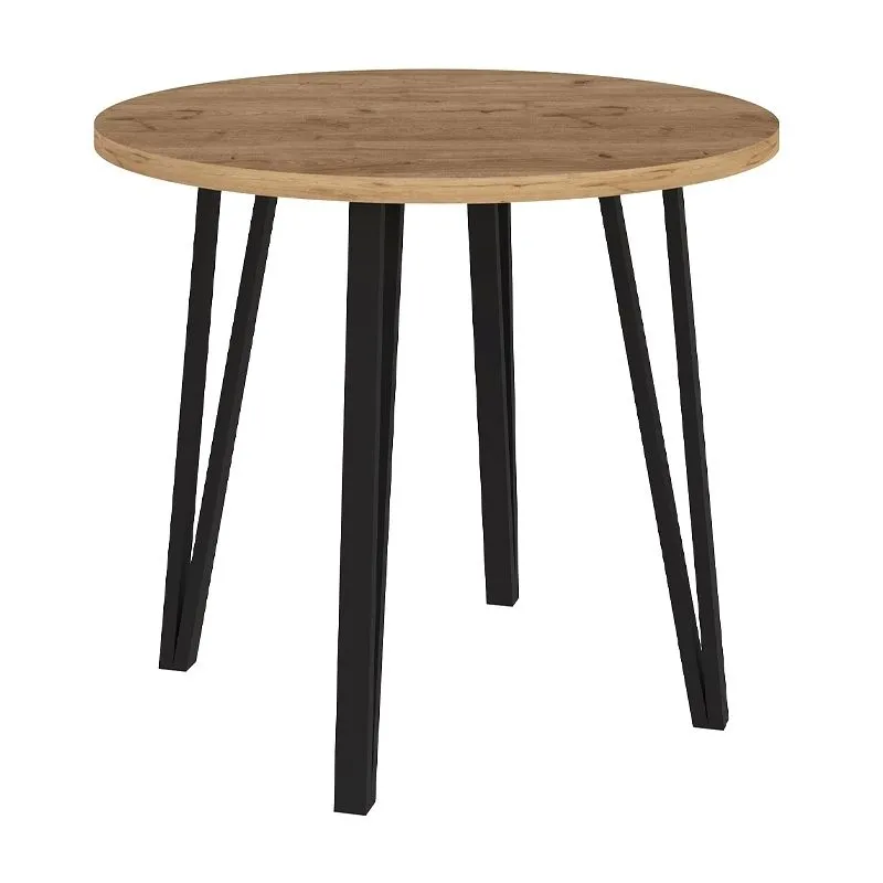 Σετ τραπεζαρία 5τμχ Xana - Rosa Megapap χρώμα sepet oak - μαύρο Ø90x77,5εκ.