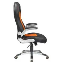 VELCO Pro Systems ΚΑΡΕΚΛΑ ΓΡΑΦΕΙΟΥ GAMING ΜΑΥΡΗ-ΠΟΡΤΟΚΑΛΙ- ΔΙΑΣΤΑΣΕΙΣ: 67x68x110/118cm- ΕΠΙΦΑΝΕΙΑ PU PVC - 66-23553