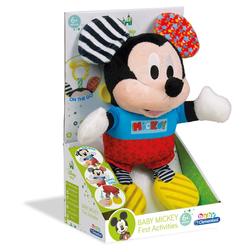 Baby Clementoni Disney Baby Βρεφικό Παιχνίδι Mickey Χνουδωτό-Κουδουνίστρα Για 6+ Μηνών