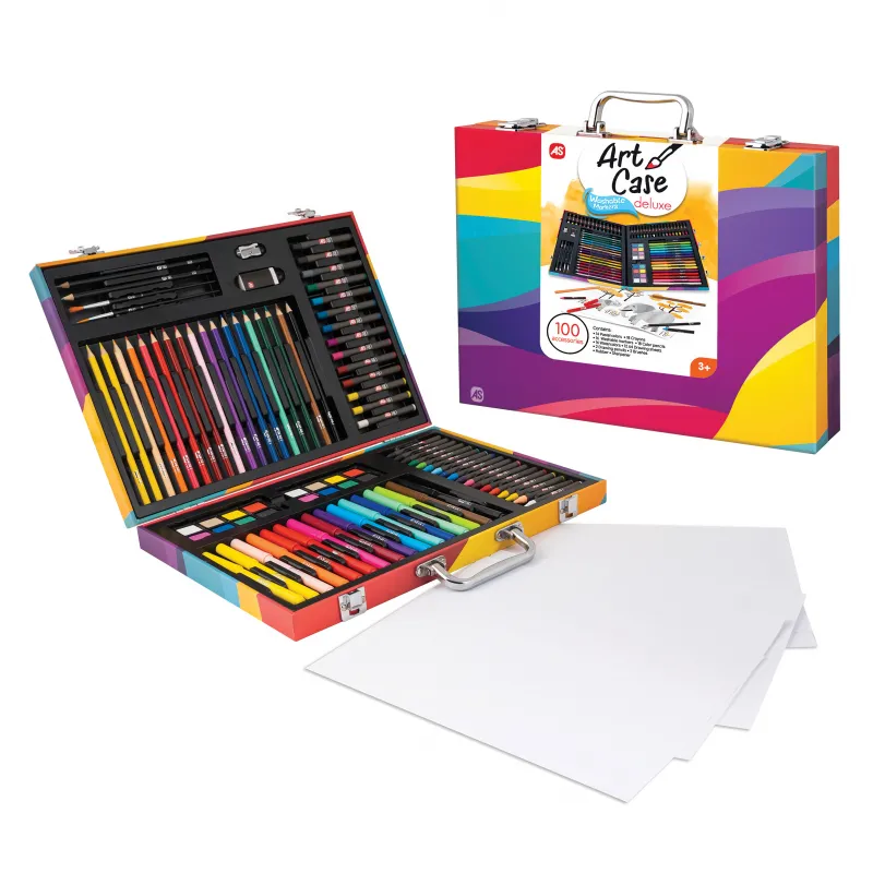 AS Κασετίνα Ζωγραφικής Ξύλινη Deluxe Rainbow Με 100 Αξεσουάρ Για 3+ Χρονών