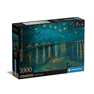 Clementoni Παζλ Museum Collection Van Gogh: Έναστρη Νύχτα Πάνω Από Το Ρήνο 1000 τμχ - Compact Box