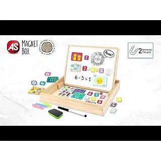 AS Magnet Box Ξύλινος Μαγνητικός Επιτραπέζιος Πίνακας 2 Όψεων Με 35 Εκπαιδευτικούς Μαγνήτες Για 3+