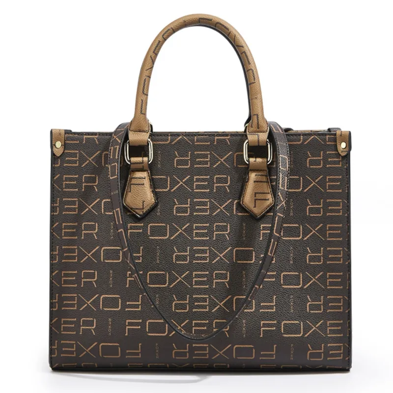 Δερμάτινη Γυναικεία Τσάντα PVC Shopper ‘Ωμου Foxer 9140098F καφέ - Τσάντες Γυναικείες Ώμου/Χειρός