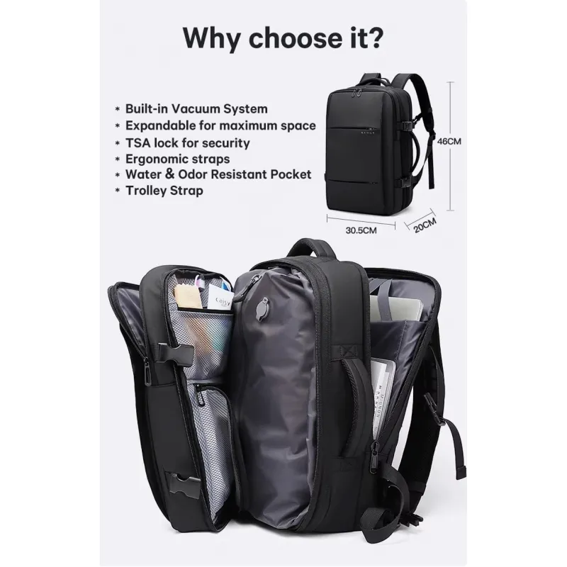Σακίδιο πλάτης vacuum 36L Laptop 17,3” Bange 3028 μαύρο