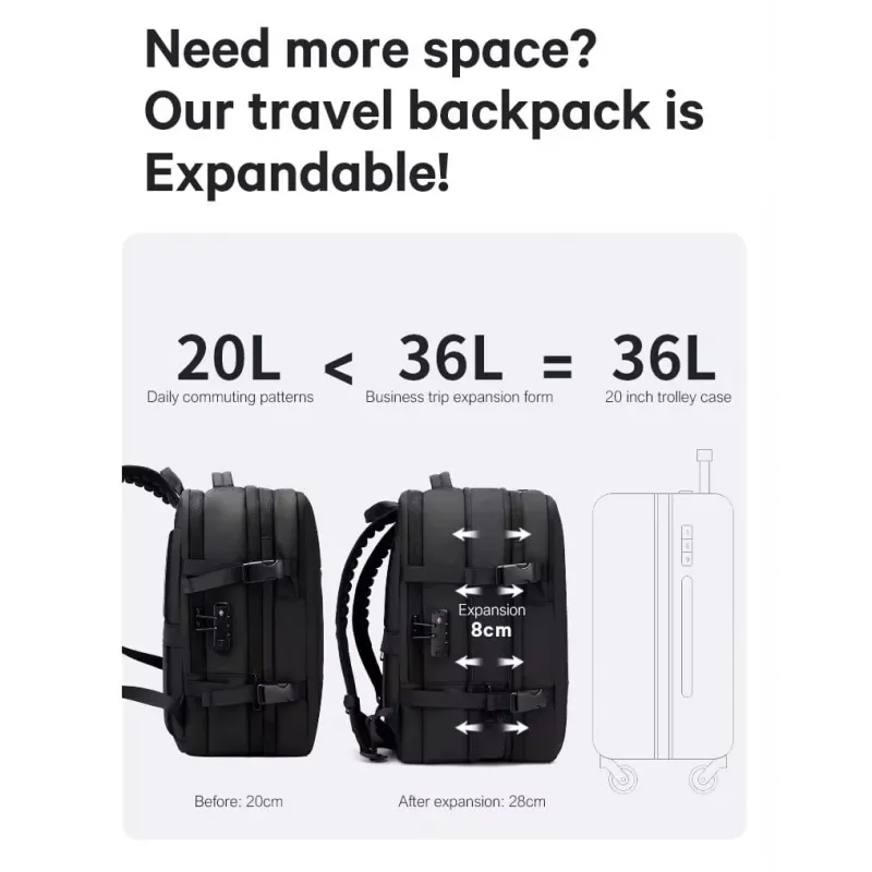 Σακίδιο πλάτης vacuum 36L Laptop 17,3” Bange 3028 μαύρο