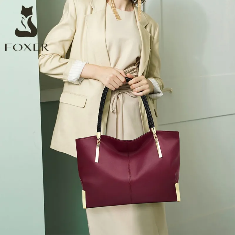 Δερμάτινη Γυναικεία Τσάντα Shopper 'Ωμου Foxer 938032F red