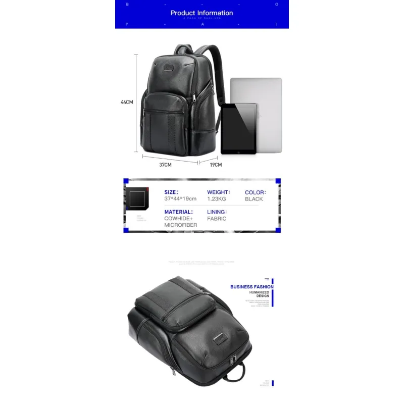 Δερμάτινο Σακίδιο πλάτης Αντικλεπτικό 31L Laptop 15,6” Bopai 61-127391 μαύρο