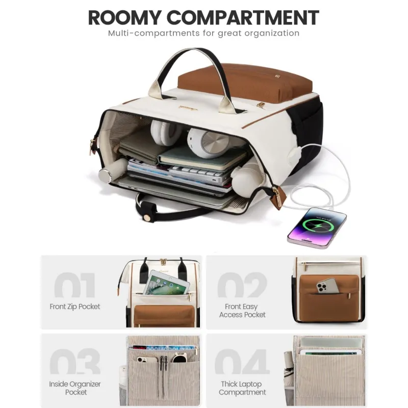 Γυναικείο Σακίδιο USB Lovevook 15,6'' MB2146 beige/brown/black
