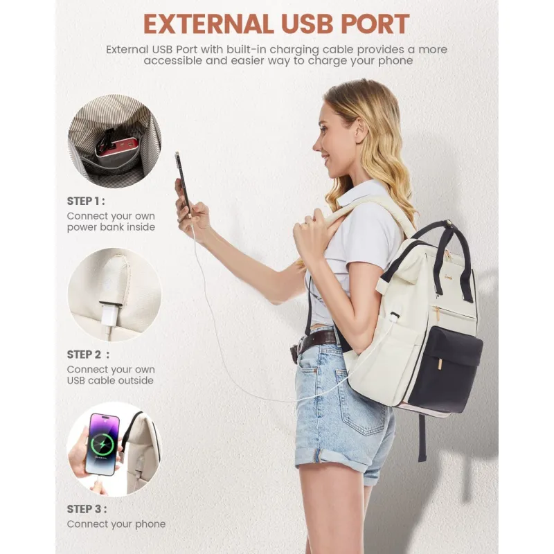 Γυναικείο Σακίδιο με USB Lovevook 15,6'' MB2146 beige/black