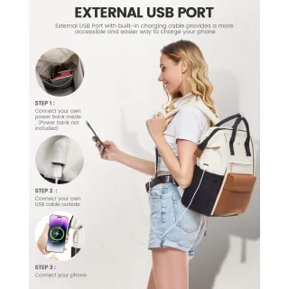 Γυναικείο Σακίδιο USB Lovevook 15,6'' MB2146 beige/brown/black