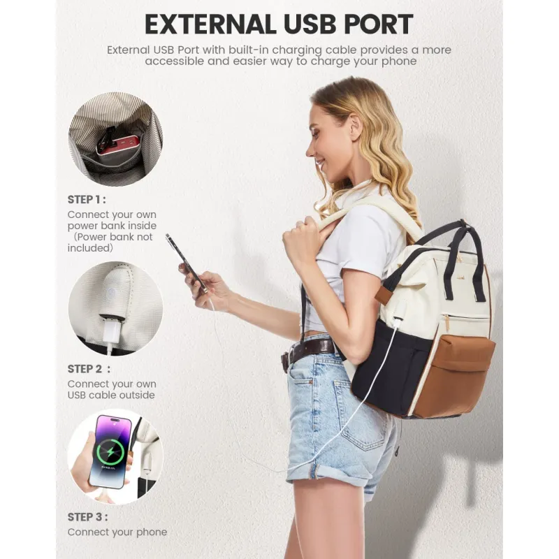 Γυναικείο Σακίδιο USB Lovevook 15,6'' MB2146 beige/brown/black