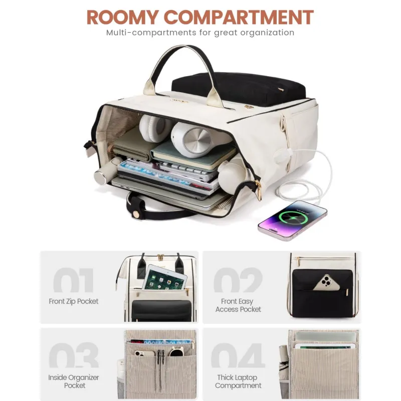 Γυναικείο Σακίδιο με USB Lovevook 15,6'' MB2146 beige/black