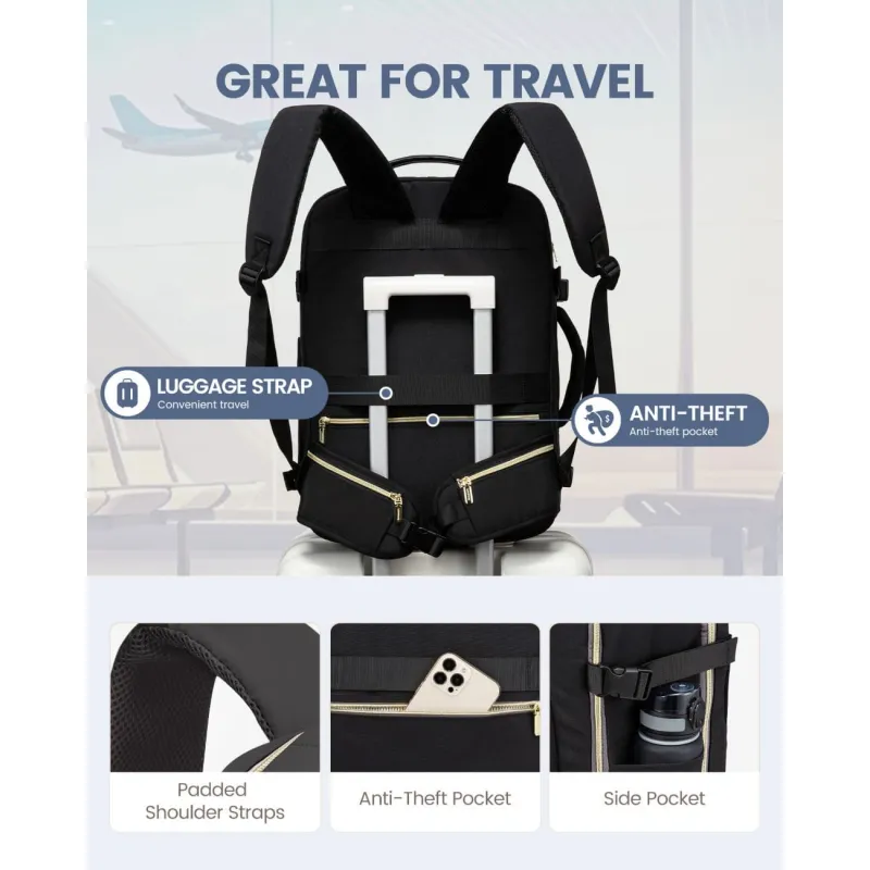 Σακίδιο ταξιδιού για γυναίκες 40L Carry on 17,3" WB2029 black