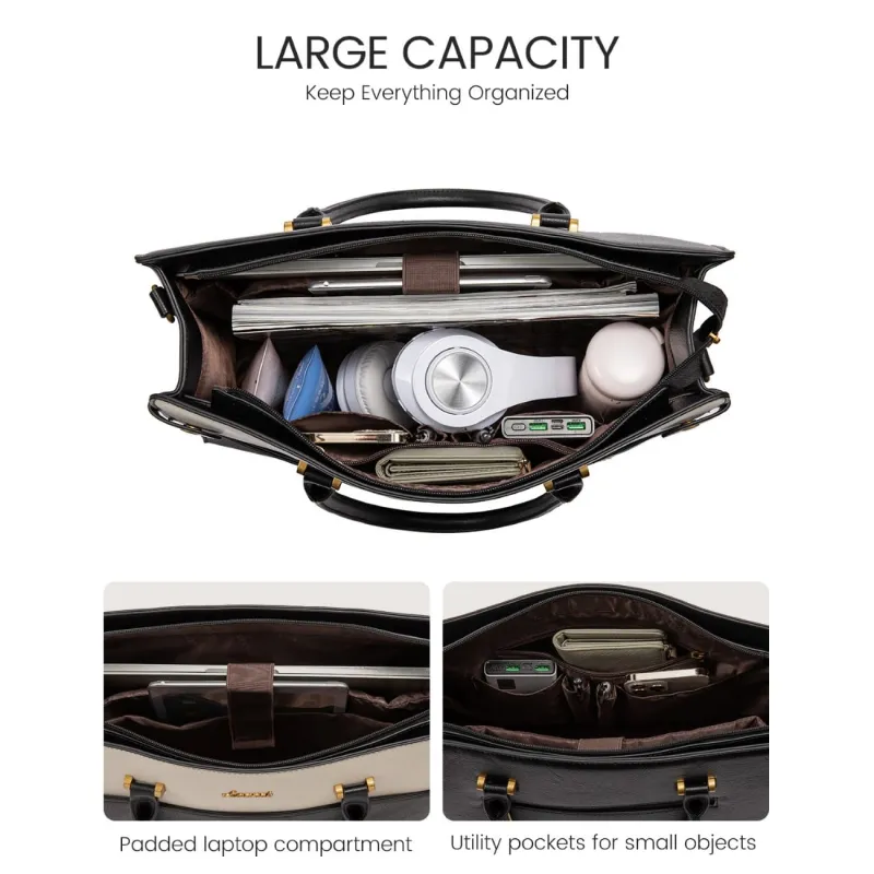 Γυναικείο σετ τσάντας χιαστί/χειρός Lovevook 16'' WB3230 black/beige