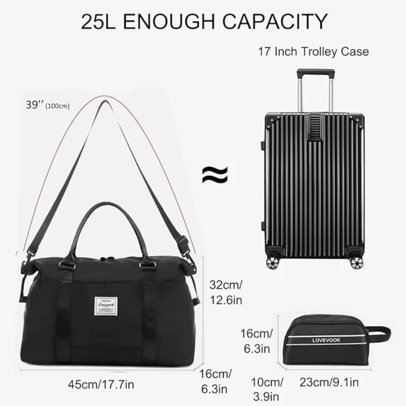 Σετ Σάκος ταξιδιού νεσεσέρ 25 L Lovevook WB1831 black