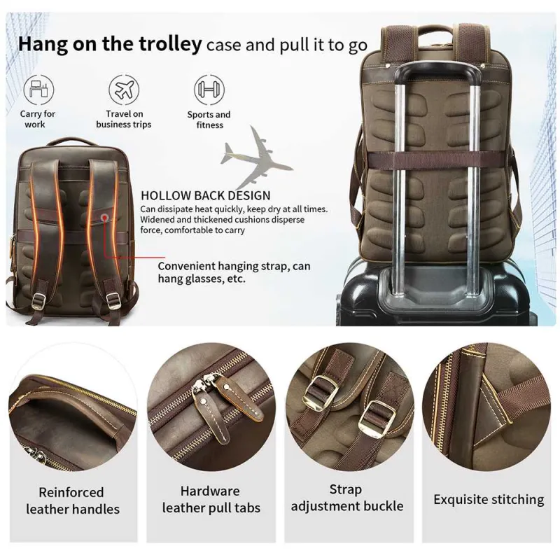 Δερμάτινο σακίδιο πλάτης Cardinal 21 L 2329 coffee
