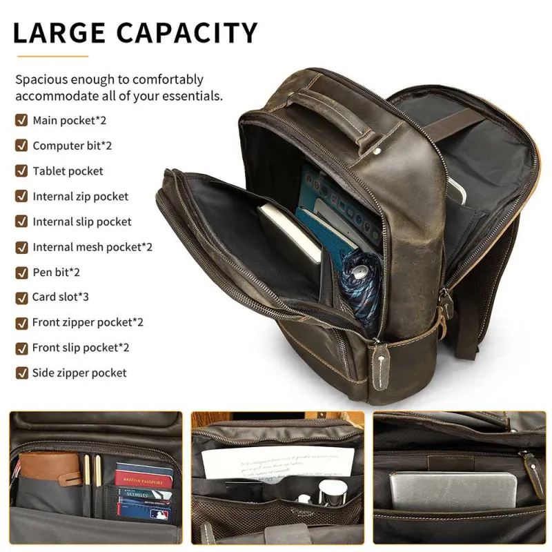 Δερμάτινο σακίδιο πλάτης Cardinal 21 L 2329 coffee
