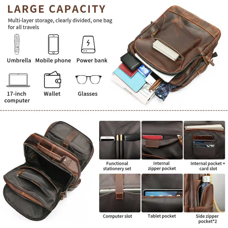 Δερμάτινο σακίδιο πλάτης Cardinal 35 L 2330 coffee