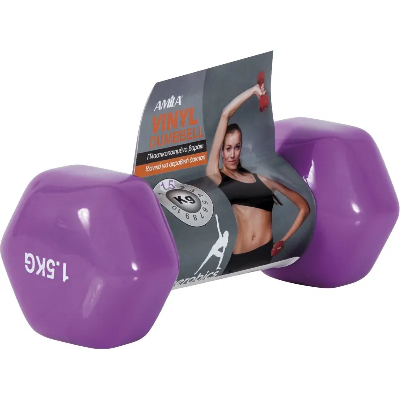 Amila  Vinyl Dumbbell 1.5Kg - 44127 - Βαράκια