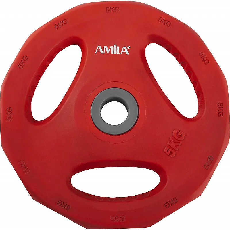 Amila Δίσκος με επένδυση λάστιχου. 5.00 kg Φ28 - 44416 - Δίσκοι Πλαστικοί-Δίσκοι Λάστιχο Χρωματιστοί