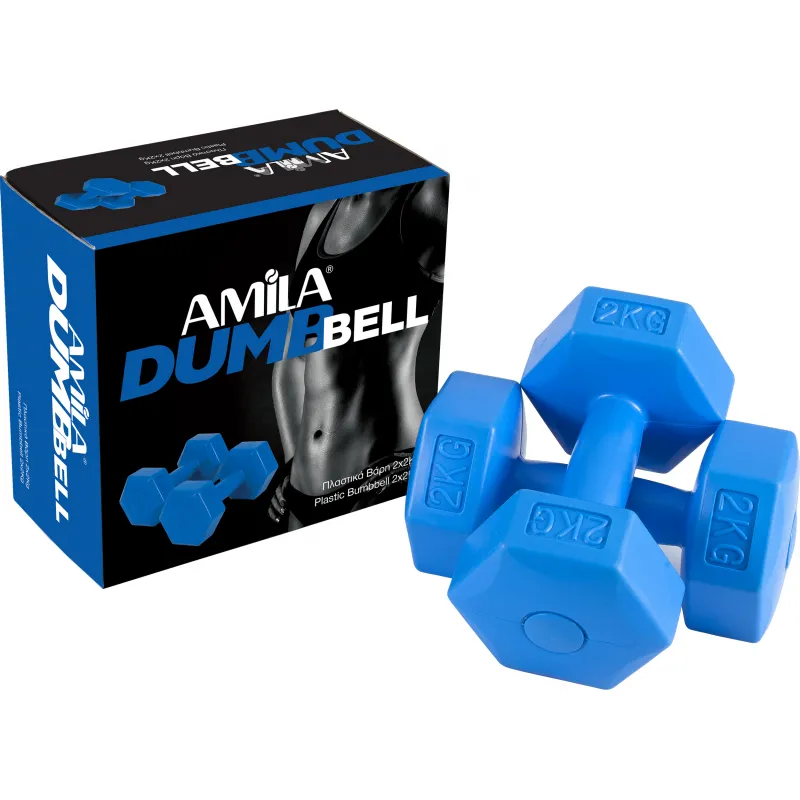 Amila Αλτήρας Εξάγωνος Plastic Series 2.00Kg (Ζευγάρι) - 44531 - Βαράκια