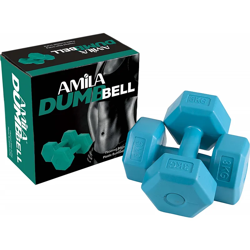 Amila Αλτήρας Εξάγωνος Plastic Series 3.00Kg (Ζευγάρι) - 44534 - Βαράκια