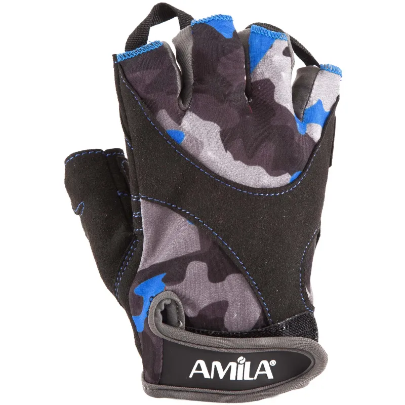 Γάντια Άρσης Βαρών AMILA Amara Lycra CamoBlue M - Γάντια/Περικάρπια Άρσης Βαρών
