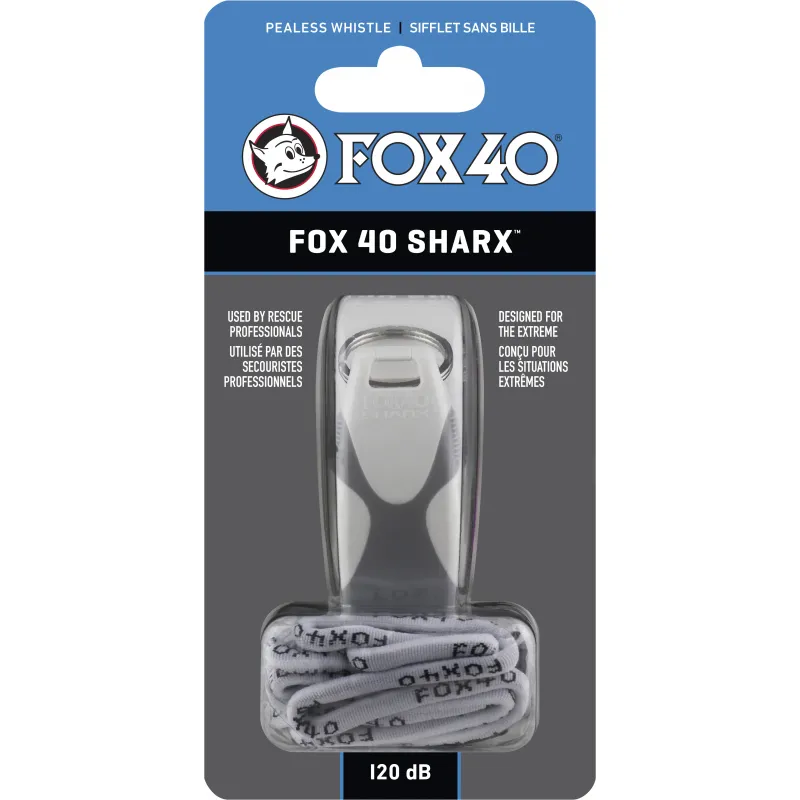 Fox Σφυρίχτρα  Sharx Safety Λευκή-Γκρι με Κορδόνι - 87032708 - Προπονητικός Εξοπλισμός