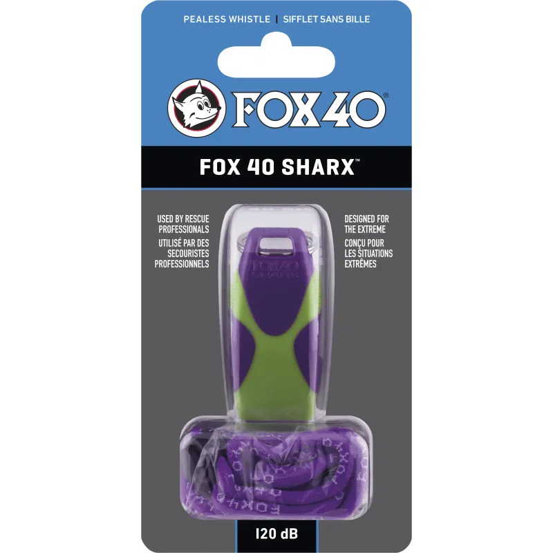 Fox Σφυρίχτρα  Sharx Safety Μωβ-Πράσινη με Κορδόνι - 87032808 - Προπονητικός Εξοπλισμός