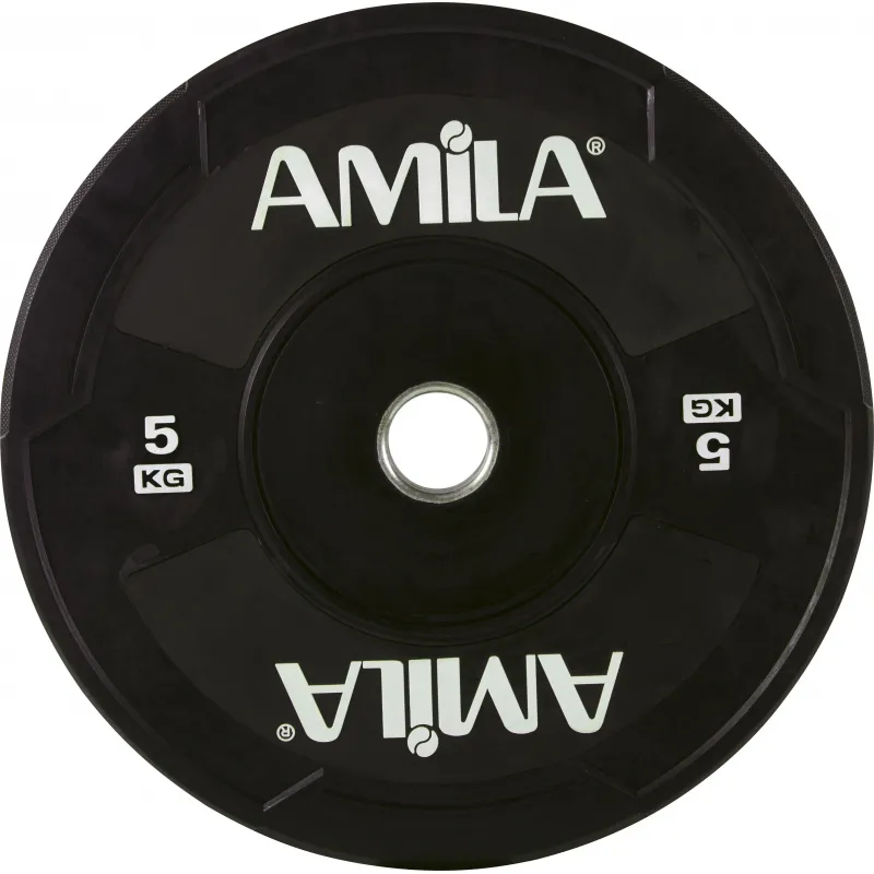 Amila Δίσκος Black W Bumper 50mm 5Kg - 90306 - Δίσκοι Ολυμπιακού τύπου