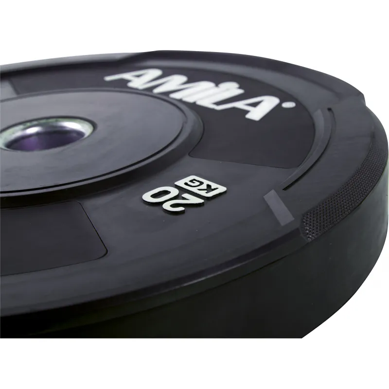 Amila Δίσκος Black W Bumper 50mm 20Kg - 90308 - Δίσκοι Ολυμπιακού τύπου