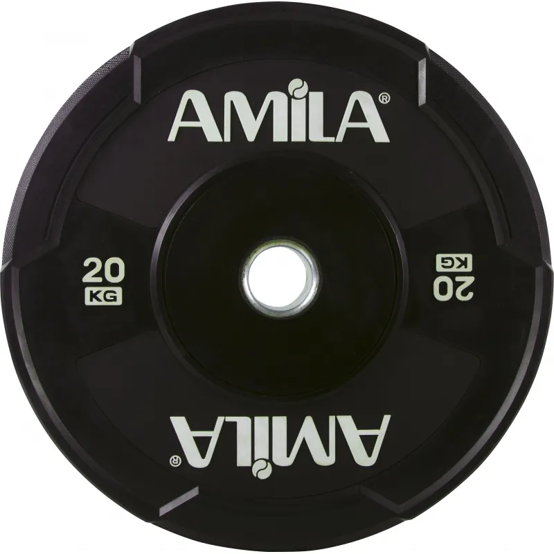Amila Δίσκος Black W Bumper 50mm 20Kg - 90308 - Δίσκοι Ολυμπιακού τύπου