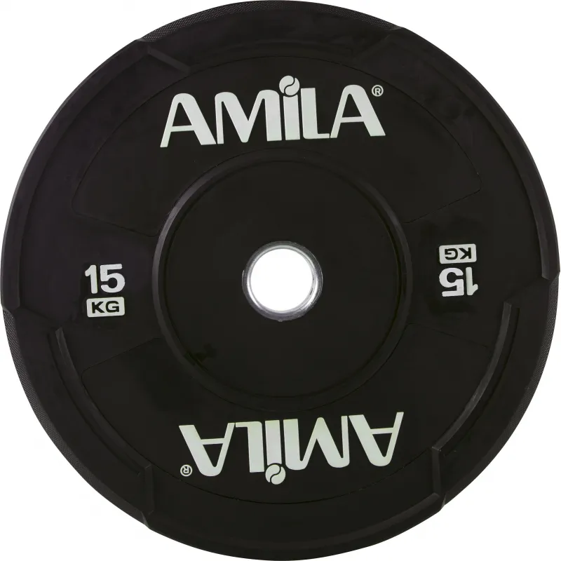 Amila Δίσκος Black W Bumper 50mm 15Kg - 90309 - Δίσκοι Ολυμπιακού τύπου