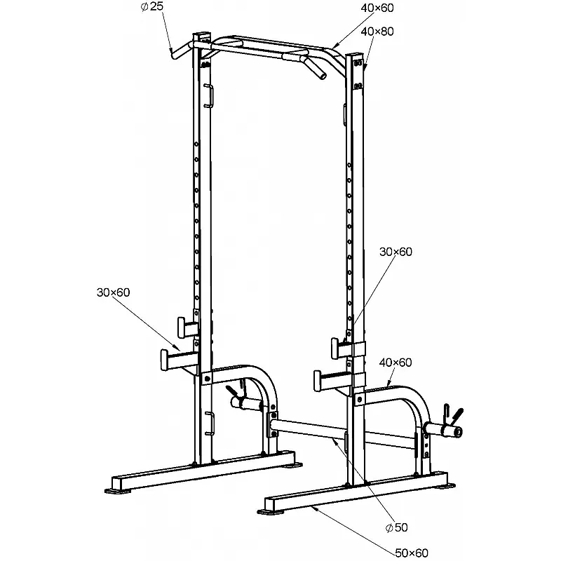 Amila Μηχάνημα Half Rack HR350 - 91206 - Πολυόργανα με πρόσθετα βάρη