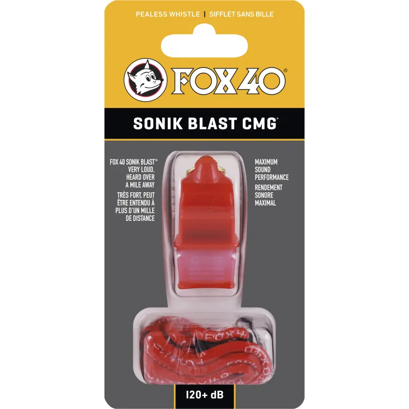 Fox Σφυρίχτρα  Sonic Blast CMG Safety Κόκκινη με Κορδόνι - 92030108 - Προπονητικός Εξοπλισμός