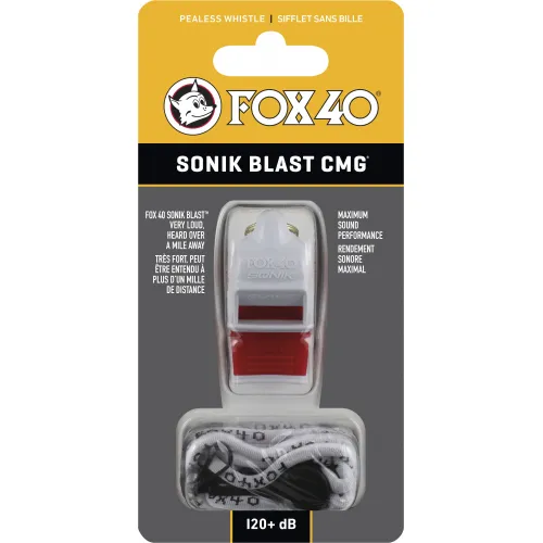 Fox Σφυρίχτρα  Sonic Blast CMG Safety Λευκή-Κόκκινη με Κορδόνι - 92033008