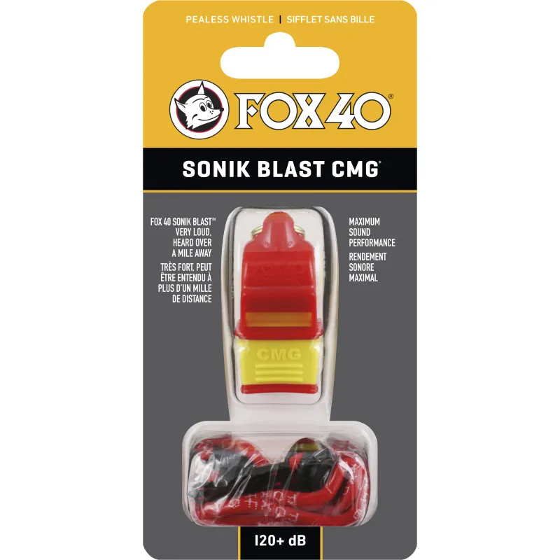 Fox Σφυρίχτρα  Sonic Blast CMG Safety Κόκκινη-Κίτρινη Κορδόνι - 92033108 - Προπονητικός Εξοπλισμός