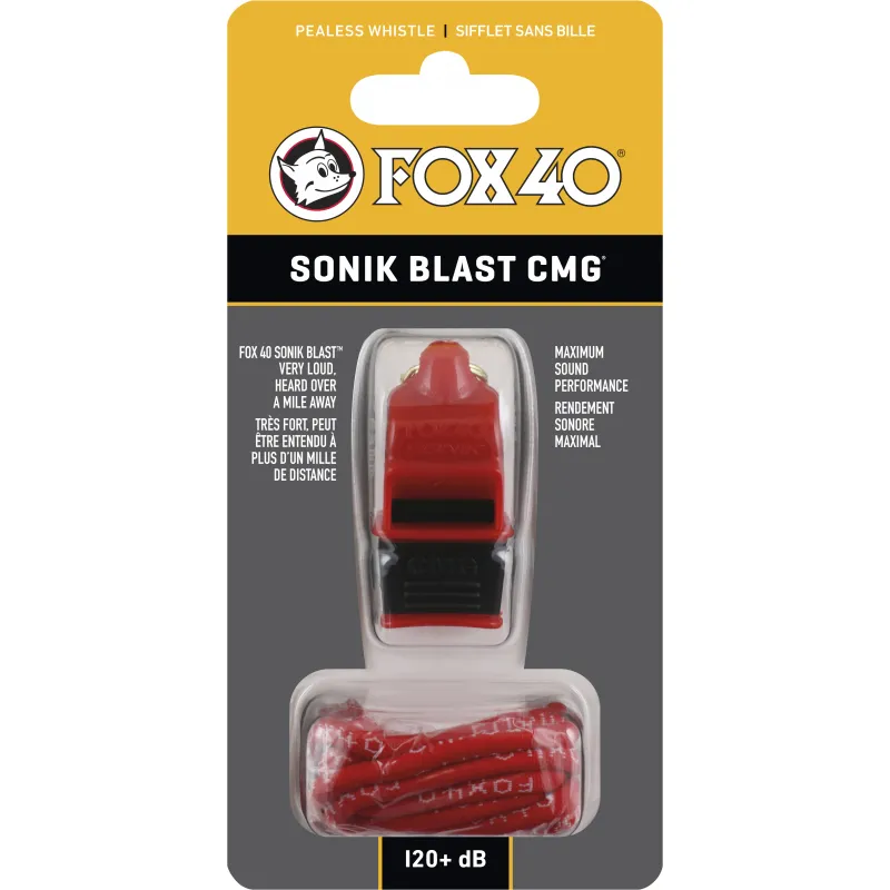 Fox Σφυρίχτρα  Sonic Blast CMG Safety Κόκκινη-Μαύρη με Κορδόνι - 92033708 - Προπονητικός Εξοπλισμός