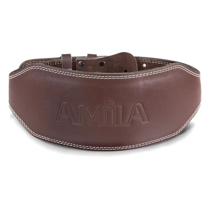 Ζώνη Άρσης Βαρών AMILA Δερμάτινη Καφέ B Quality S - Ζώνες Άρσης Βαρών