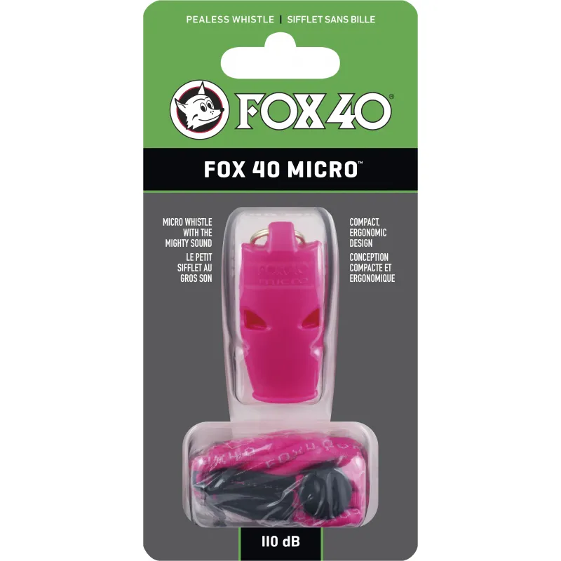 Fox Σφυρίχτρα  Micro Safety Ροζ με Κορδόνι - 95130408 - Προπονητικός Εξοπλισμός